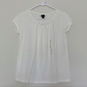 Gap Kids White Short Sleeve Ruffle and Jewels Top